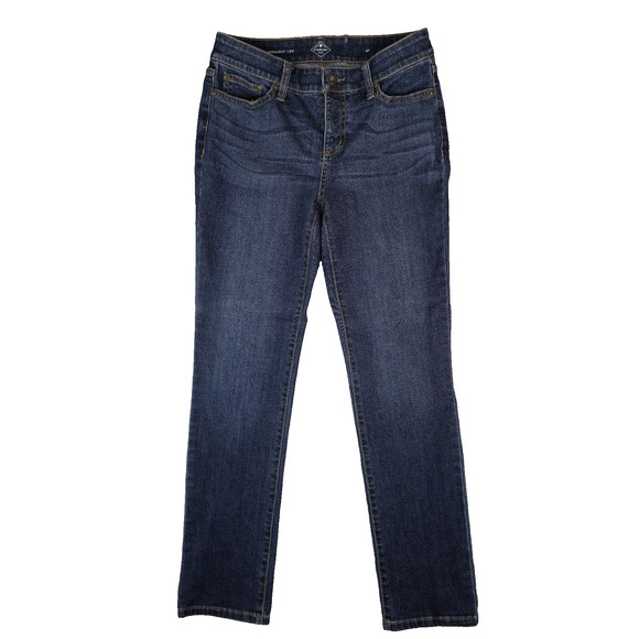 St Johns Bay Jeans Womens 4P Stretch Petite Straight Leg Blue Denim Mid-Rise - Picture 1 of 8